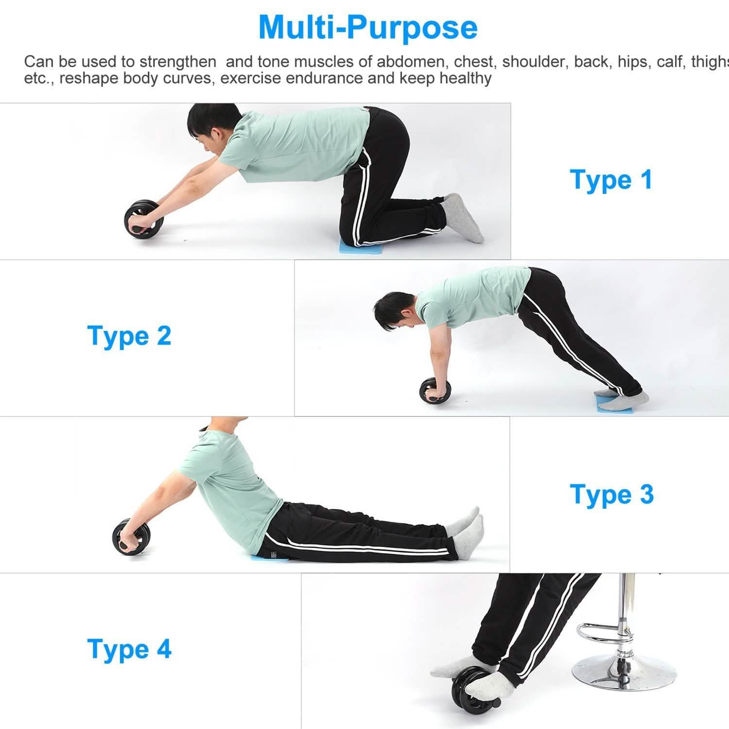 Ab Roller Wheel Fitness Exercise with Knee Pads Fitness & Exercise - Tophatter Daily Deals