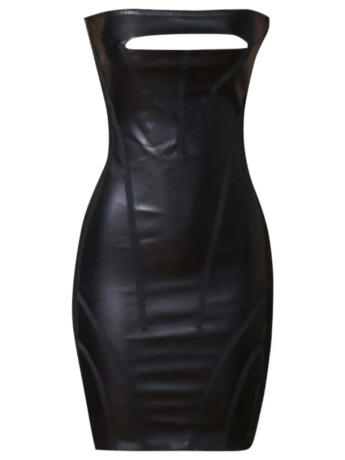 Faux Leather Cutout Strapless Bandage Dress Cocktail Dresses - Tophatter Daily Deals