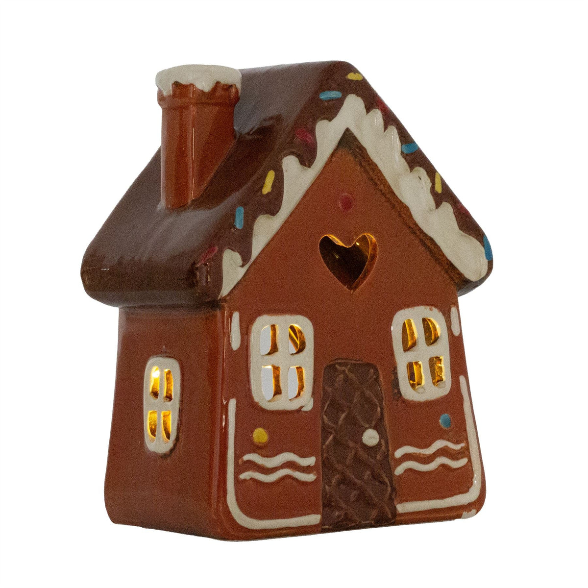 Ceramic Gingerbread House Christmas Tealight Holder | Festive Candle Ornament Candle Holder - Tophatter Daily Deals