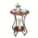 Retro Round Side Table with Bookshelf Storage End Tables - Tophatter Daily Deals