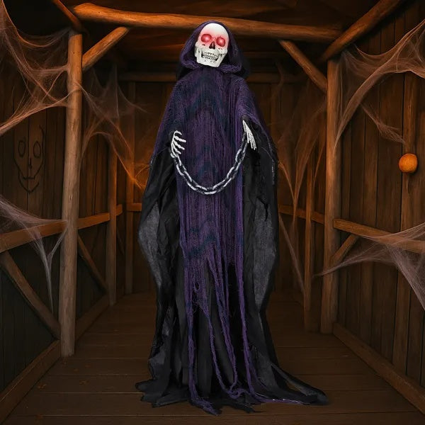 Grim Reaper Animatronic 6ft Sound Activated Halloween 3D Changing Face Moving Picture Frame - Tophatter Daily Deals