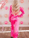 Printed Long Sleeve Top and Pants Lounge Set Loungewear Sets - Tophatter Daily Deals