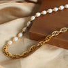 Half Pearl Detail 18K Gold-Plated Necklace Necklaces - Tophatter Daily Deals