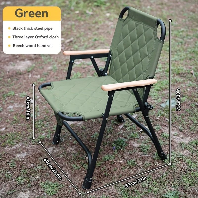 Oak Folding Armchair with Stainless Steel Frame Outdoor Chairs - Tophatter Daily Deals