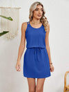 Eyelet Scoop Neck Sleeveless Dress Royal Blue Casual Dresses - Tophatter Daily Deals