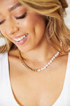 Adored Half Chain Half Pearl Necklace Gold One Size Necklaces - Tophatter Daily Deals