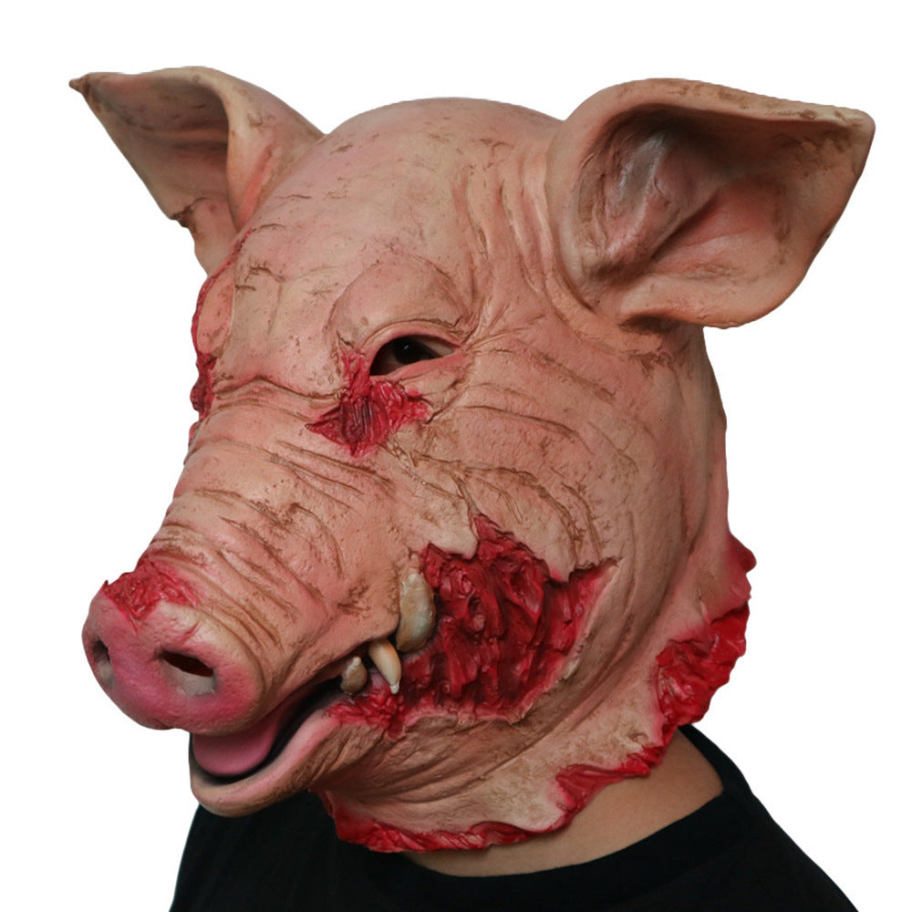 Rotten Pig Head Latex Mask Horror Halloween Cosplay Gore 3D Changing Face Moving Picture Frame - Tophatter Daily Deals