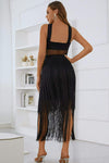 Spliced Mesh Fringe Hem Sleeveless Dress Cocktail Dresses - Tophatter Daily Deals