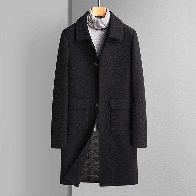 Warm Men’s Wool Coat - Korean Single-Breasted Velvet 62219 Black 3D Changing Face Moving Picture Frame - Tophatter Daily Deals