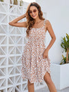 Printed Square Neck Tie Shoulder Dress Caramel Casual Dresses - Tophatter Daily Deals