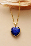 Natural Stone Heart Pendant Necklace Royal Blue One Size Necklaces - Tophatter Daily Deals