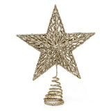 Champagne Gold Star Christmas Tree Topper | Gold Glitter Star Tree Topper - 23cm Tree Decoration - Tophatter Daily Deals
