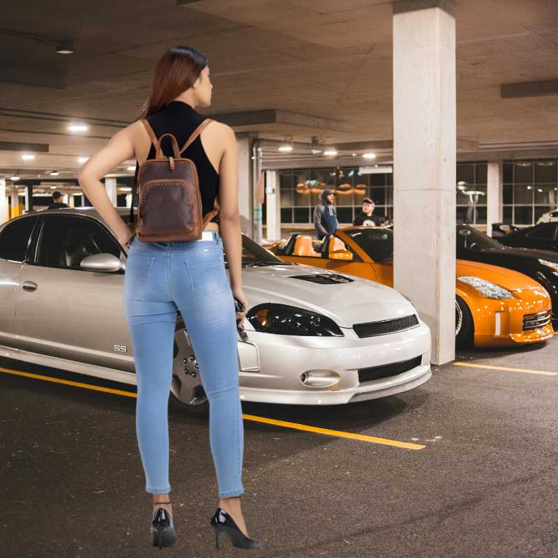 Abby Concealed Carry Studded Leather Backpack Purse Handgun Purses - Tophatter Daily Deals