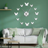 3D Mirror Wall Clock Butterfly Living Room Bedroom Home Decor Big Clock Time 0 - Tophatter Daily Deals