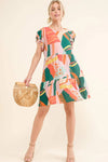 And The Why Printed Double Ruffle Sleeve Dress Casual Dresses - Tophatter Daily Deals