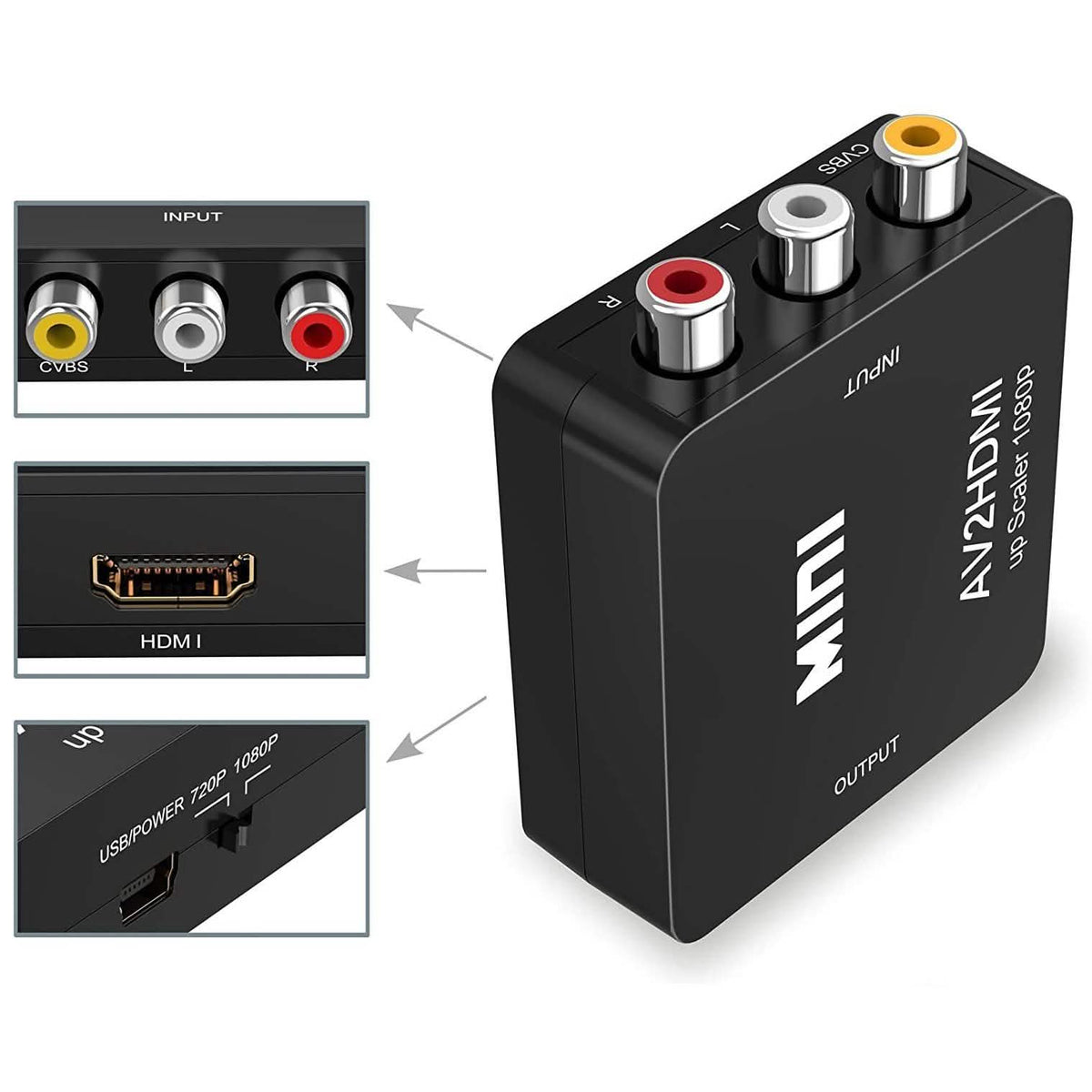 ABLEWE 1080P Mini RCA Composite CVBS Video Audio Converter Adapter TV & Video - Tophatter Daily Deals