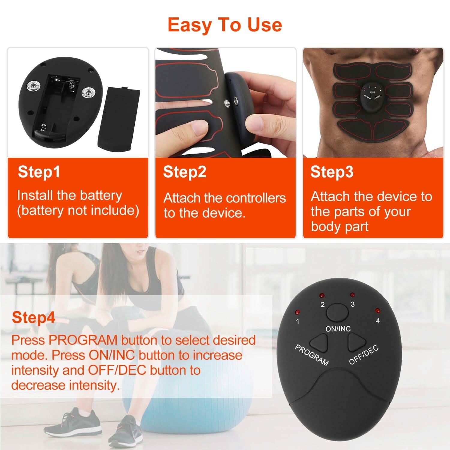 Abs Stimulator Muscle Toner EMS with 6 Modes Fitness & Exercise - Tophatter Daily Deals