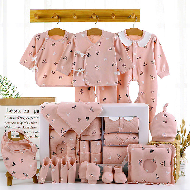 Baby Gift Box Set Cotton Newborn Clothes Pink 18piece set One size 0 - Tophatter Daily Deals