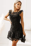 Round Neck Cap Sleeve Lace Mini Dress Cocktail Dresses - Tophatter Daily Deals