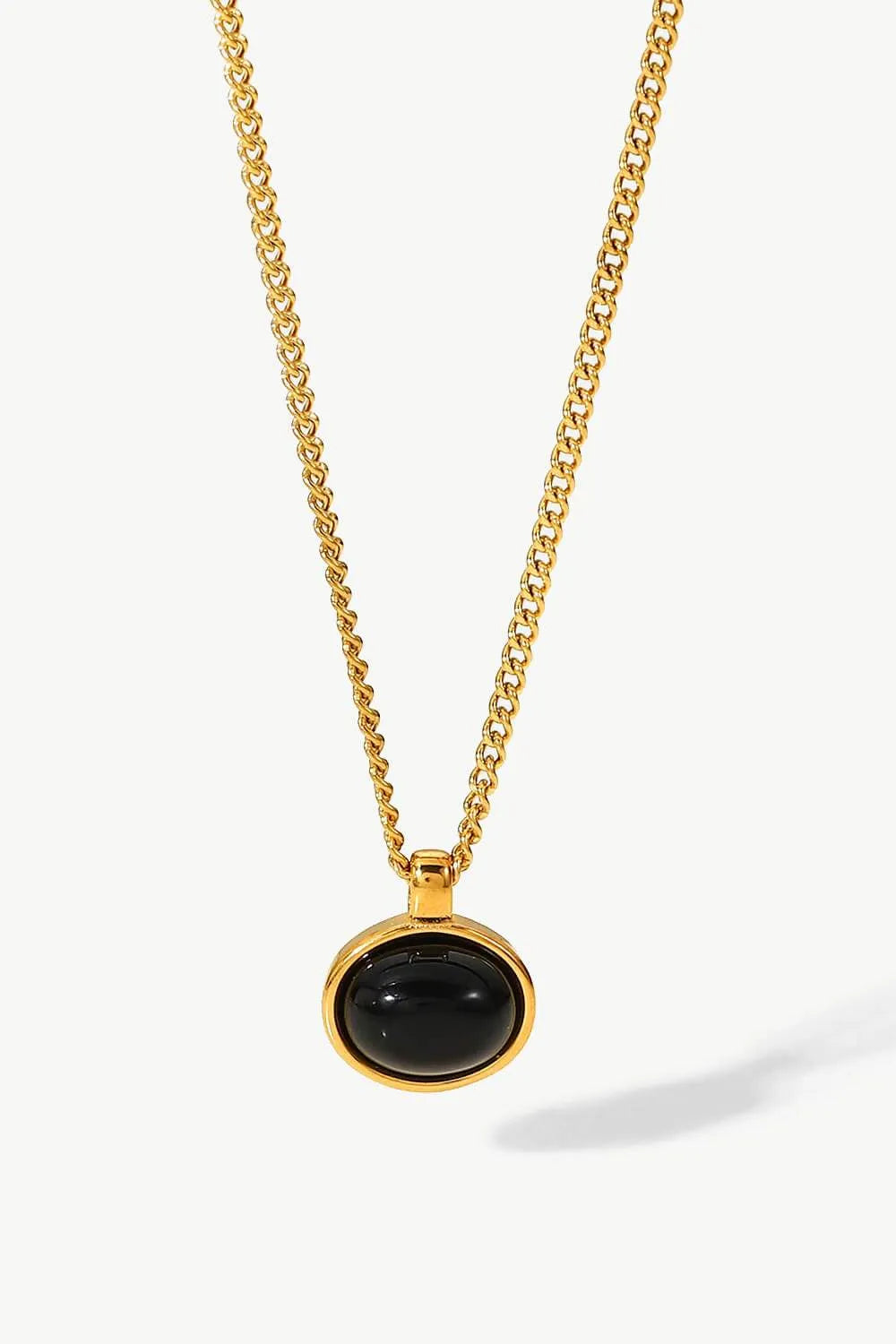 Natural Stone Geometric Pendant Necklace Black One Size Necklaces - Tophatter Daily Deals