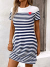 Striped Round Neck Short Sleeve Mini Dress Casual Dresses - Tophatter Daily Deals