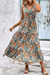 Floral V-Neck Tiered Sleeveless Dress Floral Casual Dresses - Tophatter Daily Deals