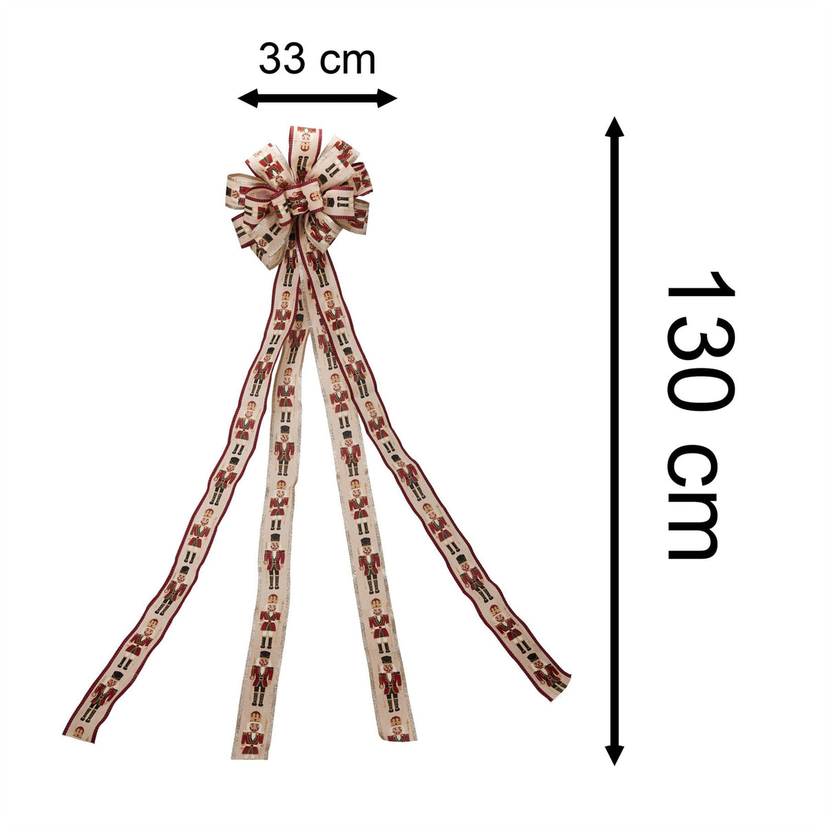 Nutcracker Tree Top Bow with Long Streamer | Fabric Christmas Tree Topper Tree Decoration - Tophatter Daily Deals