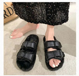 Women's Fashion All-match Furry Fleece-lined Belt Buckle Cotton Slippers Humidifier - Tophatter Daily Deals
