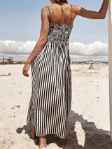 Smocked Striped Square Neck Cami Dress Casual Dresses - Tophatter Daily Deals