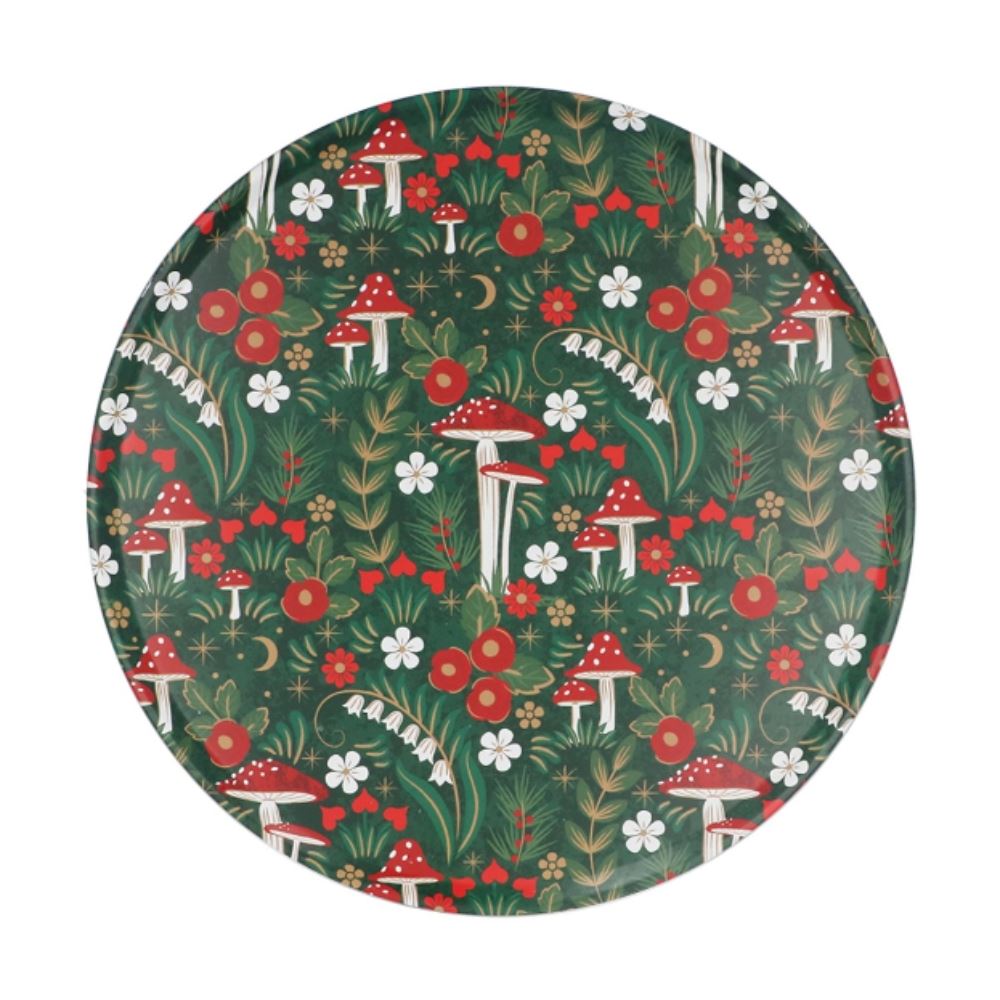 Woodland Mushroom Cake Tin | Round Metal Storage Tin For Bakers - 24 x 12cm Tin - Tophatter Daily Deals