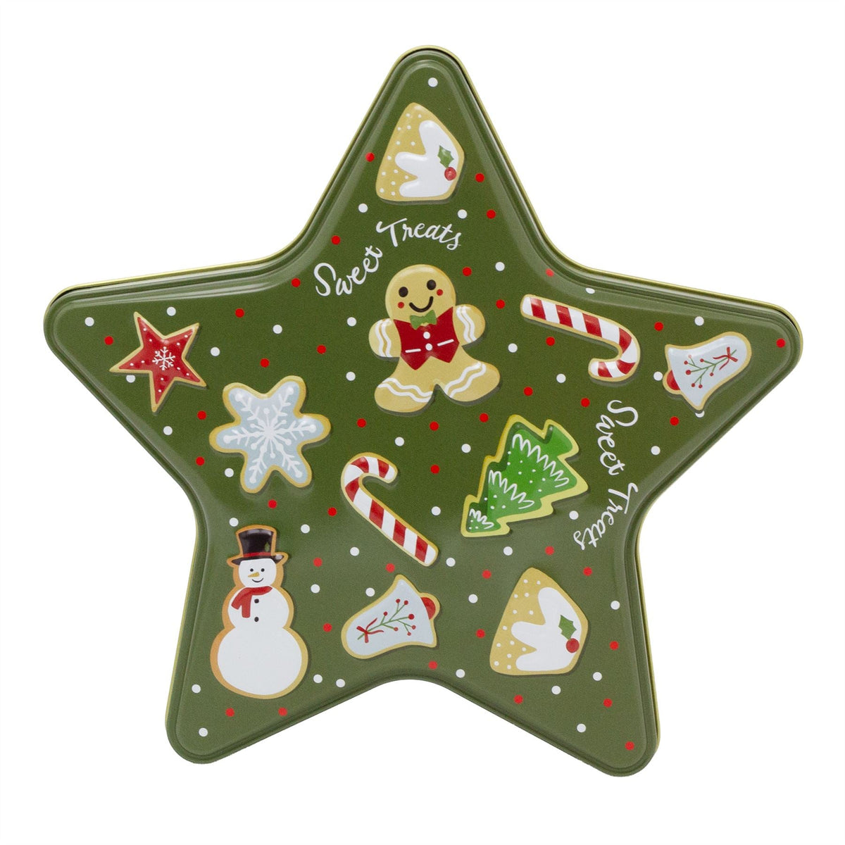 Green Star Christmas Tin Storage Boxes | Cookie Biscuit Tin Star Gift Box 19cm Tin - Tophatter Daily Deals