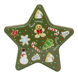 Green Star Christmas Tin Storage Boxes | Cookie Biscuit Tin Star Gift Box 19cm Tin - Tophatter Daily Deals