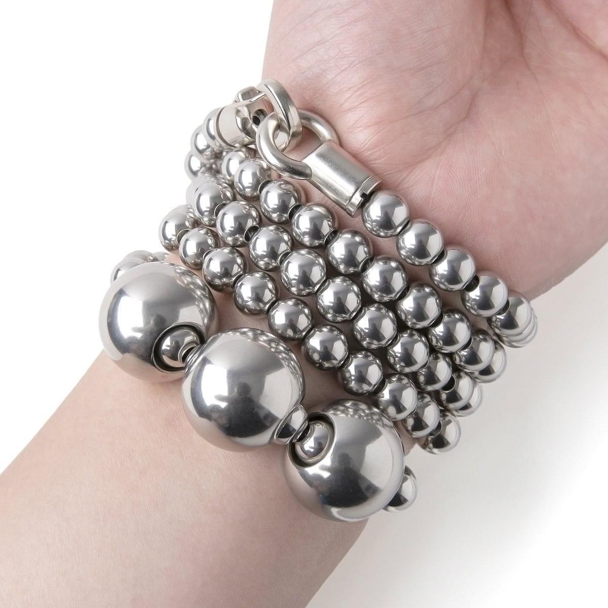 Acala Full Stainless Steel Self Defense Beads Bracelet Length C(for wrist circumference >17cm) Self Defense Jewelry - Tophatter Daily Deals