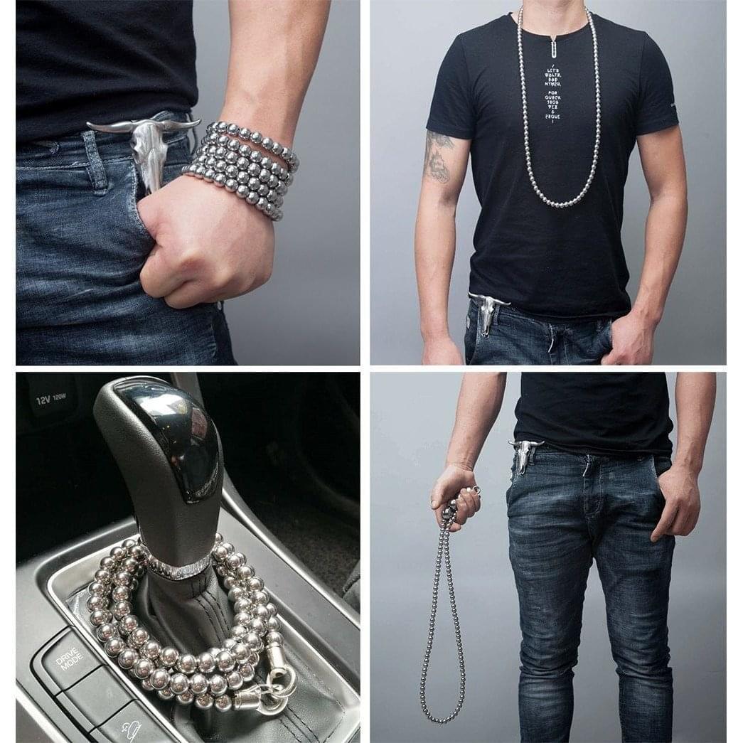 Acala Full Stainless Steel Self Defense Beads Bracelet Self Defense Jewelry - Tophatter Daily Deals