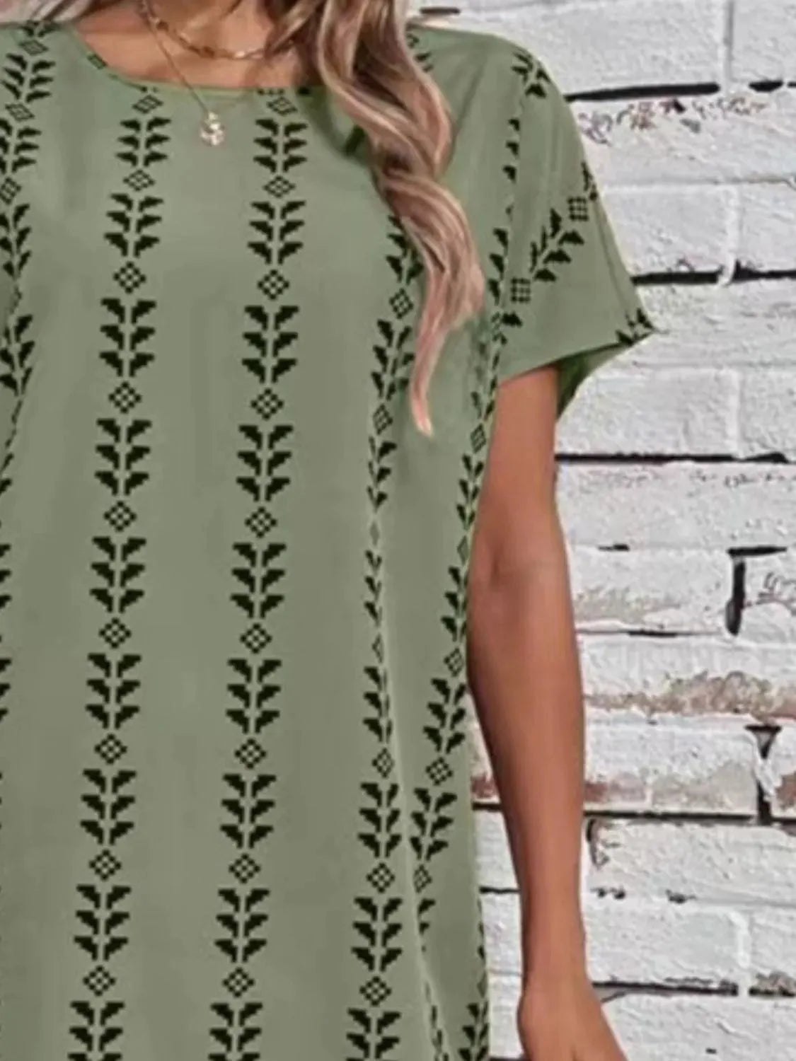 Printed Round Neck Short Sleeve Dress Casual Dresses - Tophatter Daily Deals