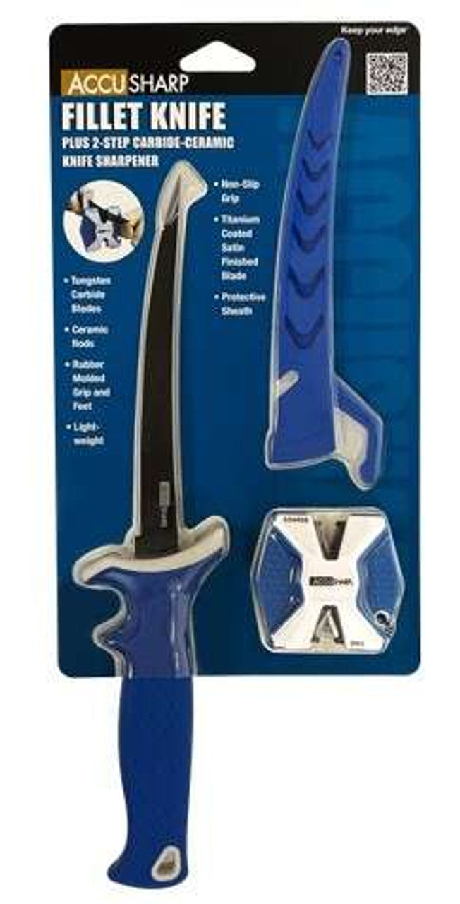 ACCUSHARP FILLET KNIFE + 2 STEP CERAMIC SHARPENER - Tophatter's Army Deals KNIVES - Tophatter Daily Deals