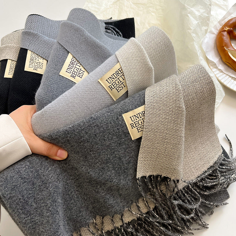 Warm Women Scarf - Reversible Fringed Cashmere Winter - Tophatter Daily Deals