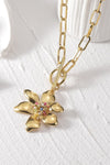 Flower Pendant Stainless Steel Necklace Gold One Size Necklaces - Tophatter Daily Deals