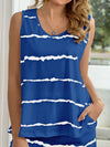 Striped Round Neck Tank and Shorts Lounge Set Loungewear Sets - Tophatter Daily Deals