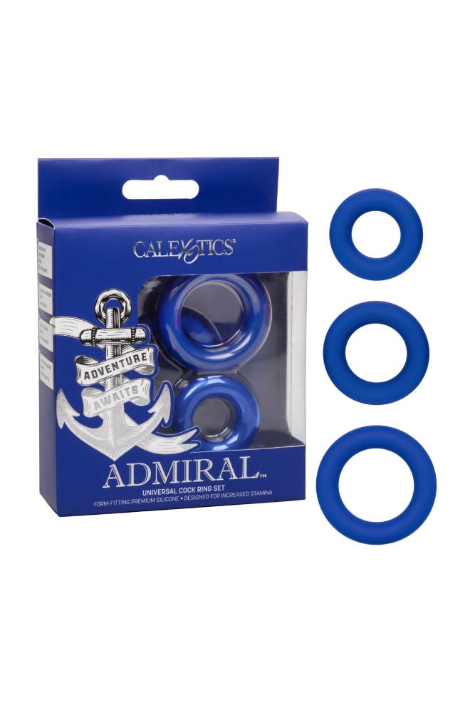 Cal Exotics - Admiral - Universal Cock Ring Set - Blue Sex Toy - Tophatter Daily Deals