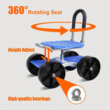 4-Wheel Rolling Garden Chair Swivel Seat Gardening Accessories - Tophatter Daily Deals