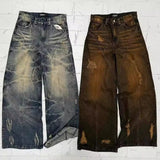 American High Street Straight Yellow Mud Dyed Jeans 0 - Tophatter Daily Deals