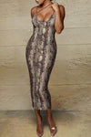 Animal Print V-Neck Cami Dress Snakeskin Casual Dresses - Tophatter Daily Deals