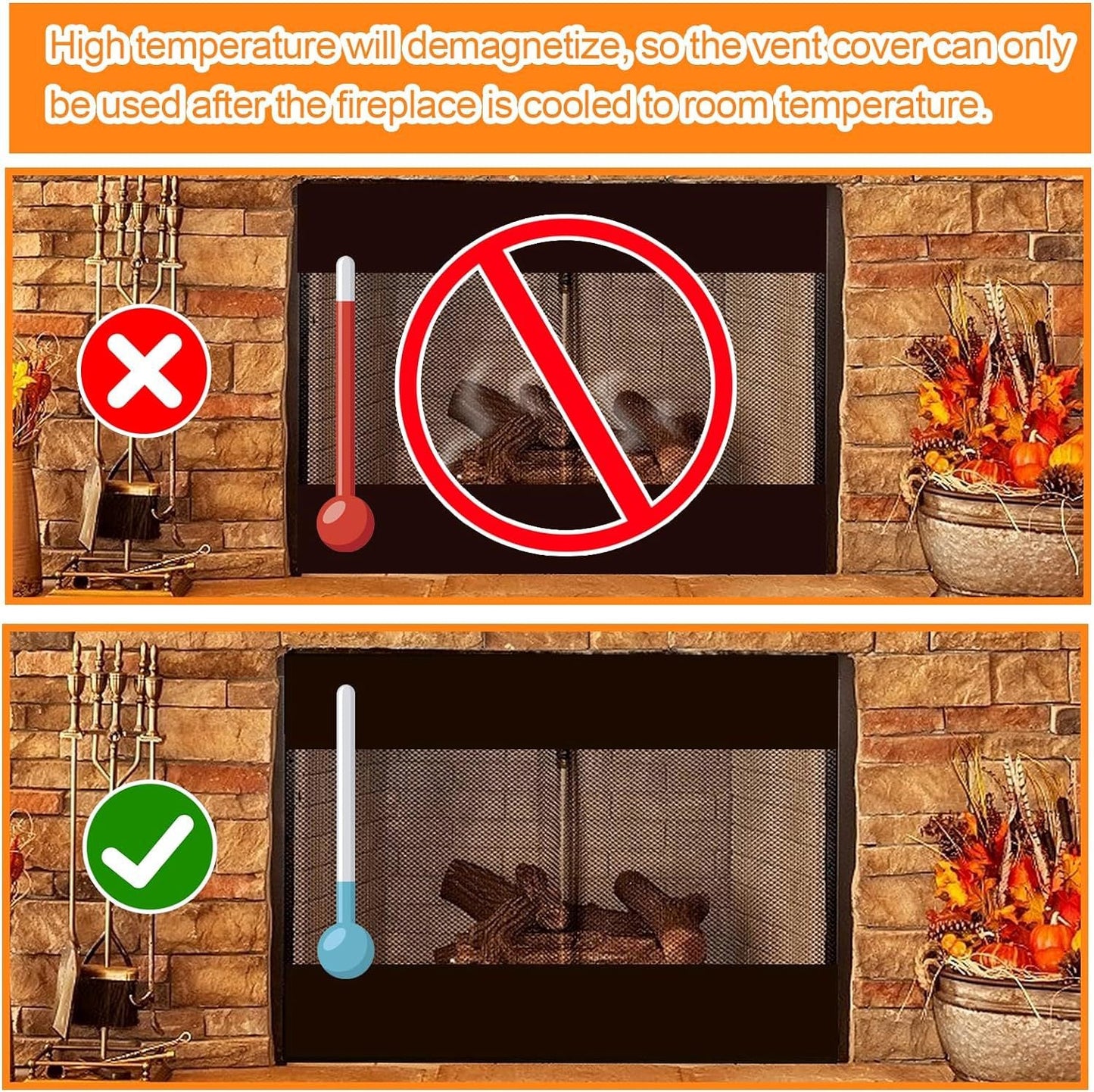 2-pack Magnetic Fireplace Winter Indoor Fireplace Ventilation Cover 0 - Tophatter Daily Deals