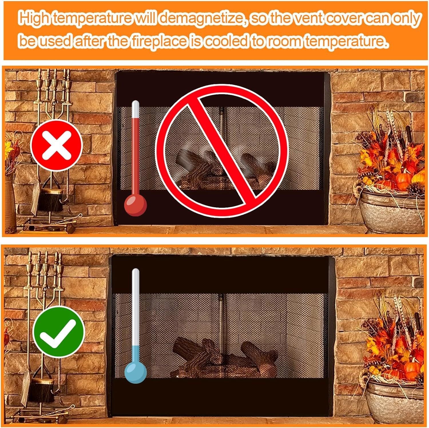 2-pack Magnetic Fireplace Winter Indoor Fireplace Ventilation Cover 0 - Tophatter Daily Deals