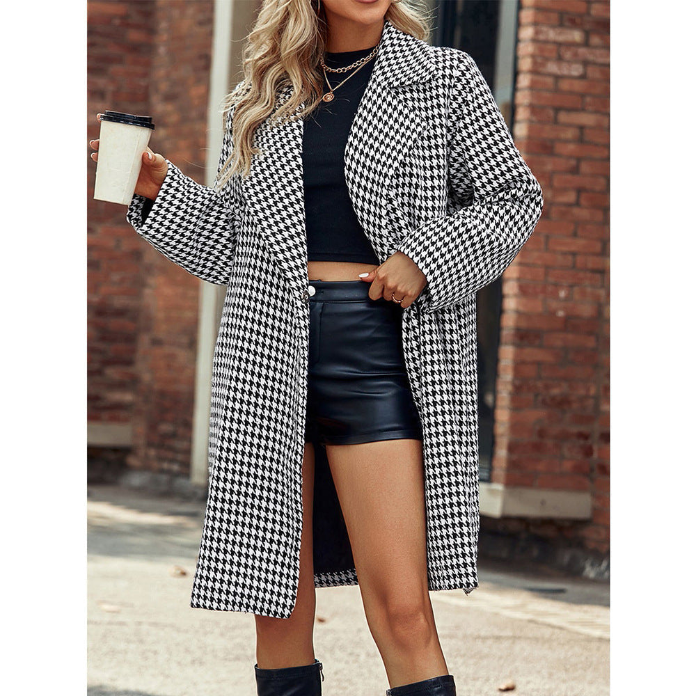 Warm Classic Women's Long Coat - Suit Collar, Polyester Black 3D Changing Face Moving Picture Frame - Tophatter Daily Deals