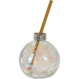 Christmas Bauble Drinking Jar | Novelty Glass with Straw for Festive Drinks Iridescent Clear Drinking Jar - Tophatter Daily Deals