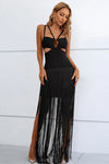 Cutout Strappy Neck Fringe Dress Cocktail Dresses - Tophatter Daily Deals