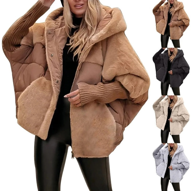 Insulating Womens Hooded Coat - Oversized Faux Fur Winter 3D Changing Face Moving Picture Frame - Tophatter Daily Deals