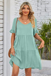 V-Neck Flounce Sleeve Tiered Dress Casual Dresses - Tophatter Daily Deals